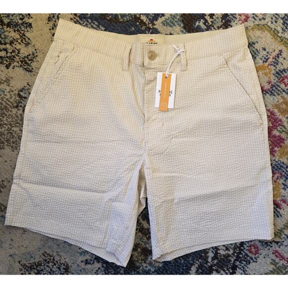 Marine Layer Hybrid 7" Stretch Shorts Mens Size 30 Seersucker Natural NWT - Picture 1 of 11